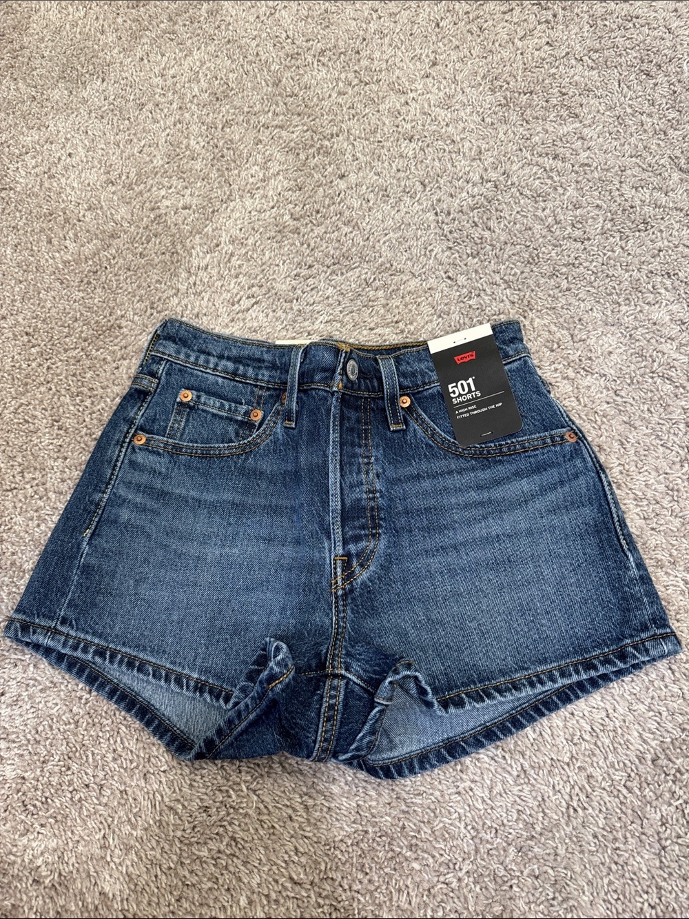 Levi's 501 Cutoff Jean Shorts in Dark Blue Denim